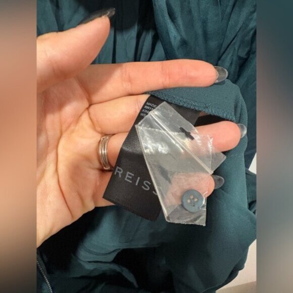 Reiss Kinley Plunge Tie Detail Green Jumpsuit - Picture 12 of 15